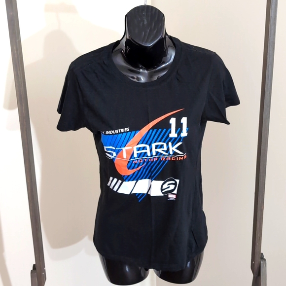 Rock Me| Marvel Stark Industries Black Short Sleeved T-shirt - Picture 1 of 11